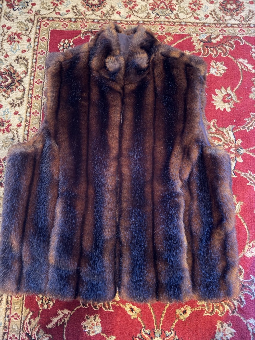 Jones New York Brown Faux Fur Vest - Lux Plush Texture